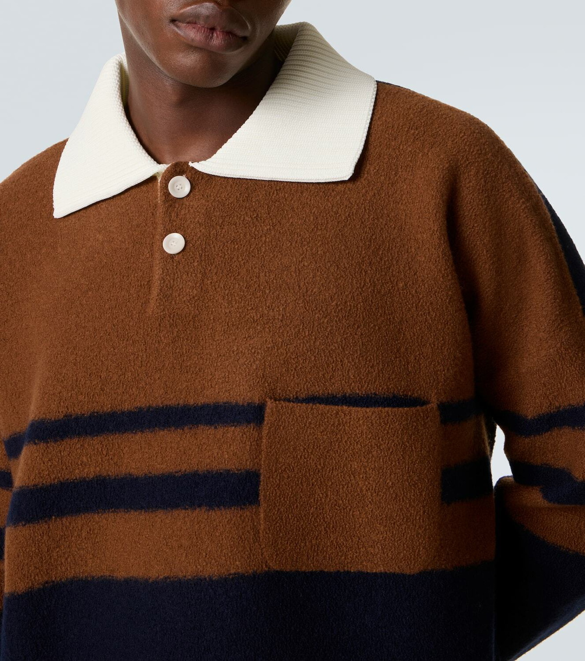 Wales Bonner Calm striped wool polo sweater