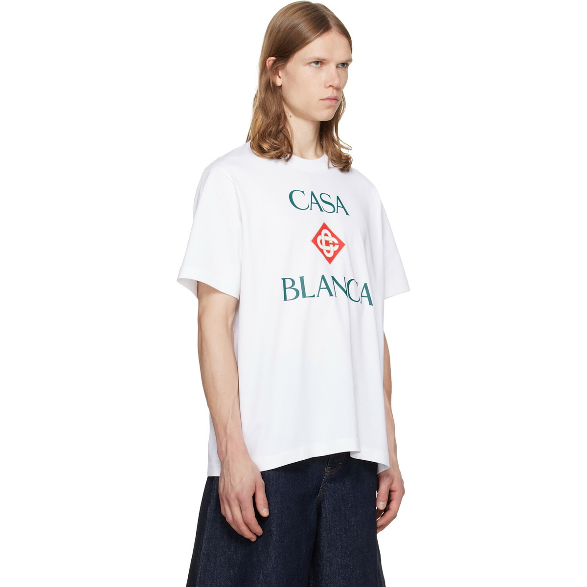 Casablanca White 'Casablanca' Diamond Logo Short Sleeve T-shirt