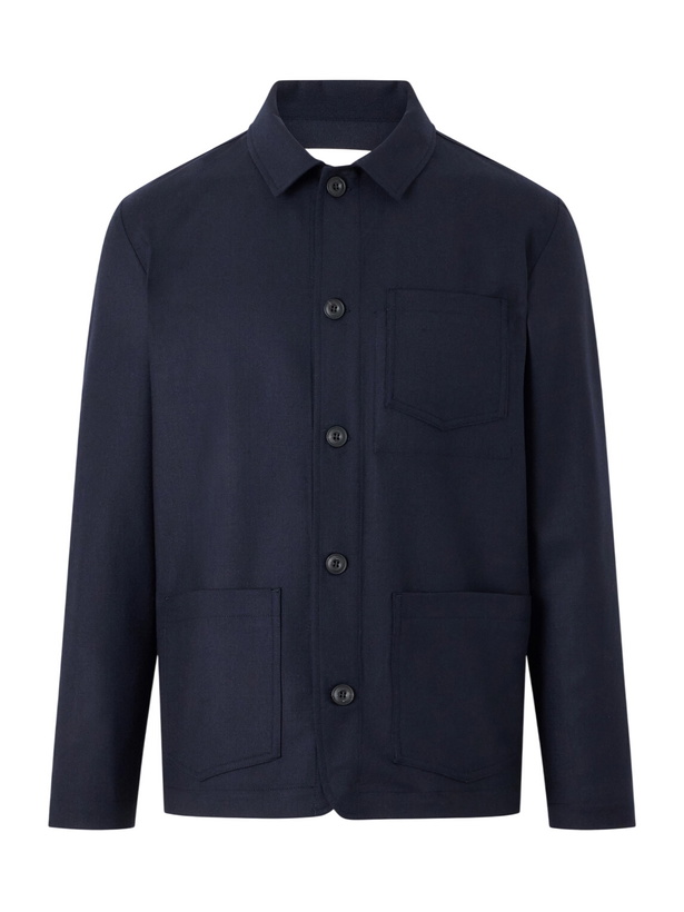 Photo: Altea - Pablo Wool-Blend Flannel Overshirt - Blue