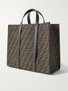 Fendi - Leather-Trimmed Logo-Jacquard Canvas Tote Bag