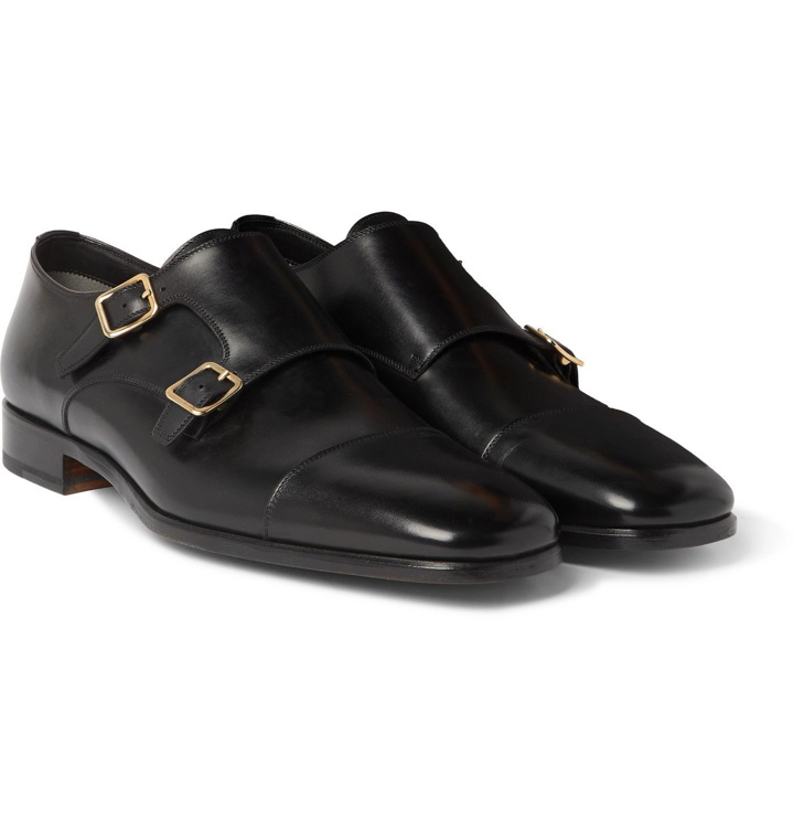 Photo: TOM FORD - Burnished-Leather Monk-Strap Shoes - Black