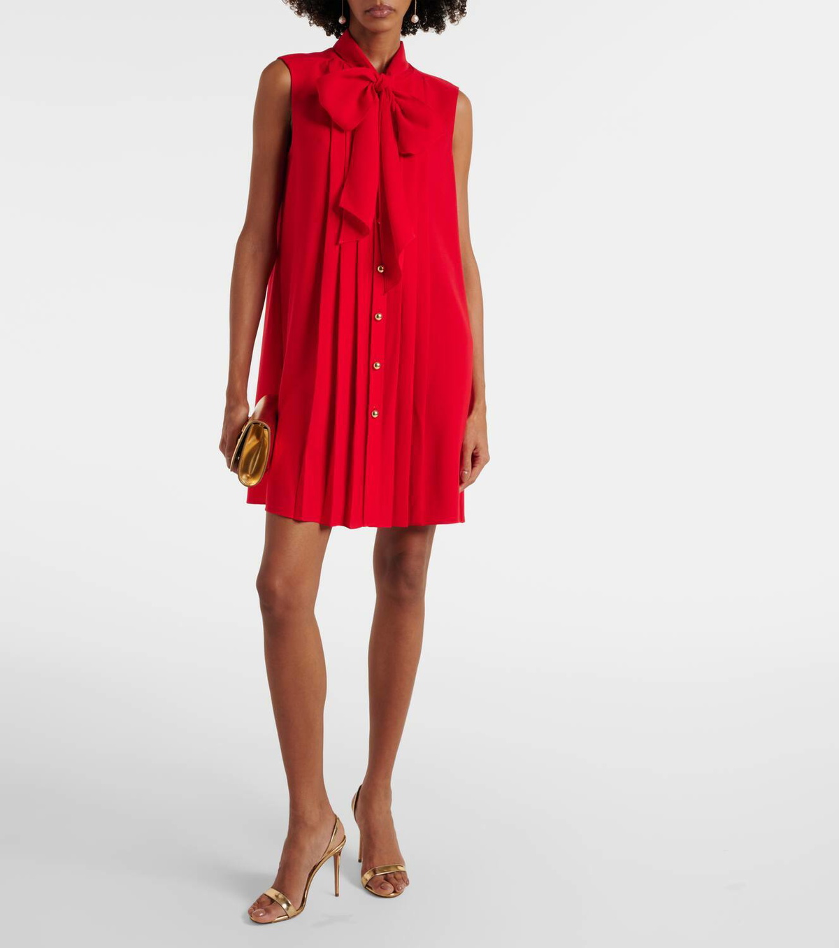 Carolina Herrera Tie-neck pleated minidress Carolina Herrera