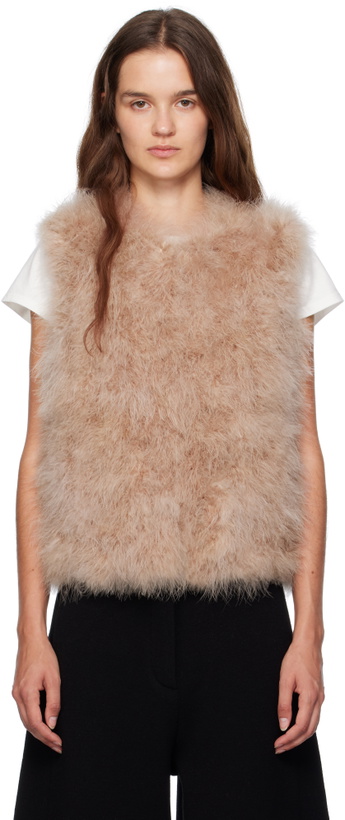 Photo: Yves Salomon Beige Cropped Feather Vest