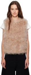 Yves Salomon Beige Cropped Feather Vest