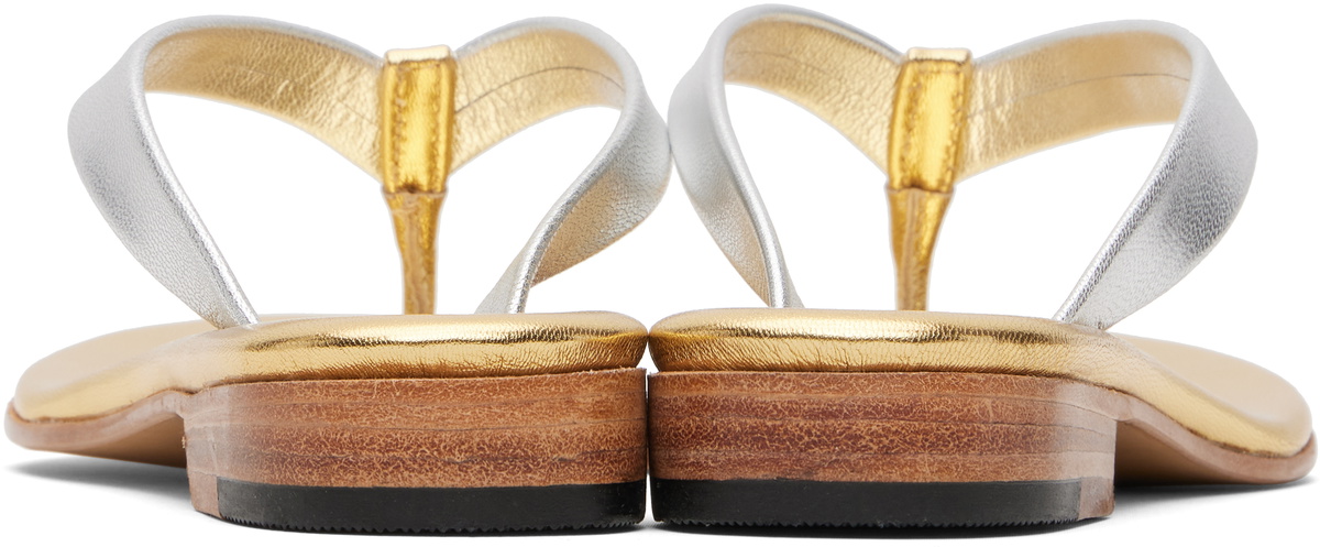 Martiniano Silver & Gold Leather Flip-Flops