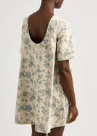 Ganni Floral-print Denim Mini Dress Beige