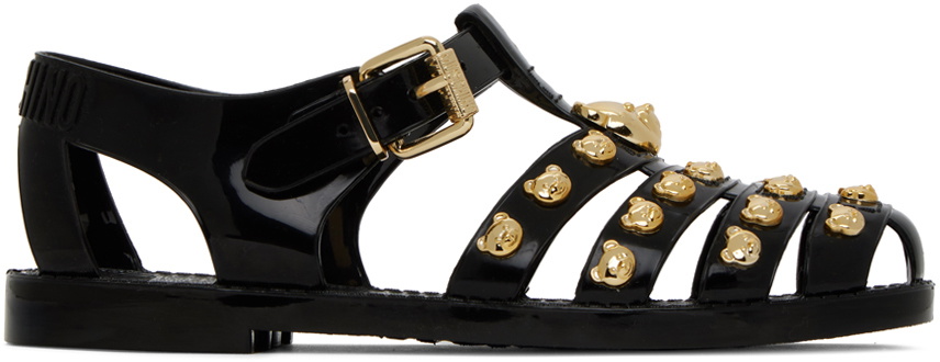 サンダル MOSCHINO BLACK SANDALS Moschino Black Teddy Studs Jelly Sandals Moschino