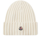 Moncler Women's Logo Beanie Hat in White