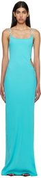 MACH & MACH Blue Crystal Bow Cutout Maxi Dress