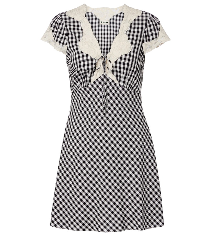 Photo: Rixo Lacie lace-trimmed checked crêpe minidress