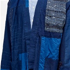 Blue Blue Japan Men's Patchwork Hand Stitched Haori Jacket in Indigo