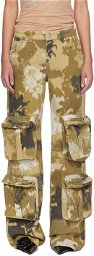 Blumarine Brown Camouflage Denim Cargo Pants