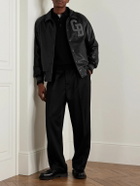 Golden Bear - Logo-Appliquéd Full-Grain Leather Varsity Jacket - Black