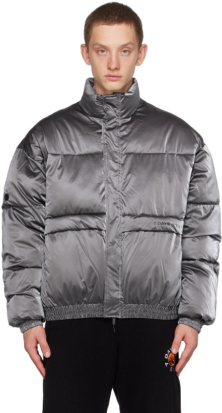 Photo: 7 DAYS Active Silver Printed Puffer Jacket