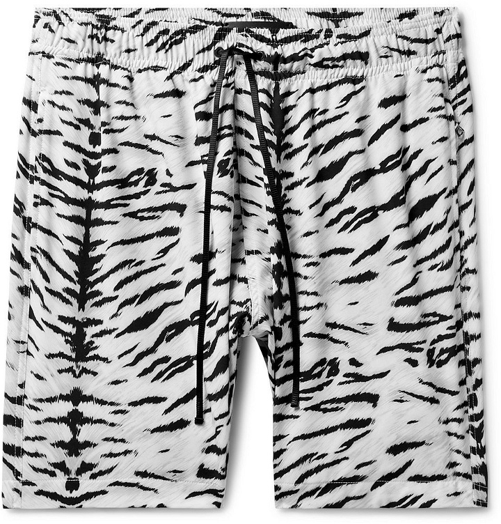 Photo: AMIRI - Wide-Leg Mid-Length Printed Swim Shorts - Men - White