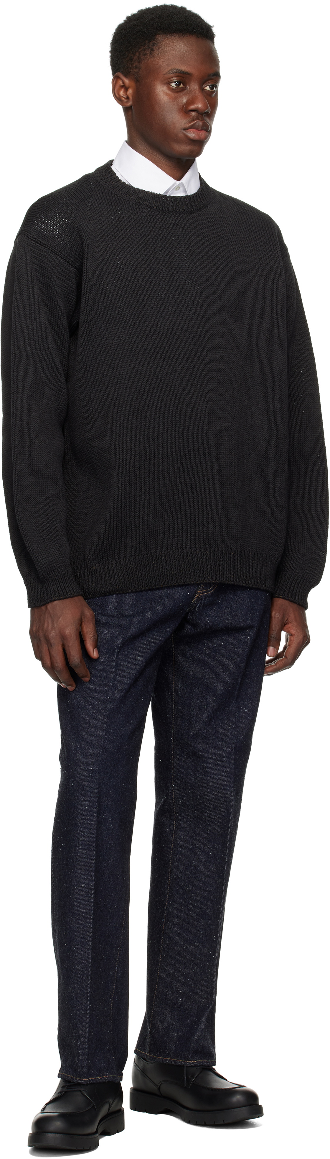 KAPTAIN SUNSHINE Black Cotton Washi Hand Frame Sweater Kaptain