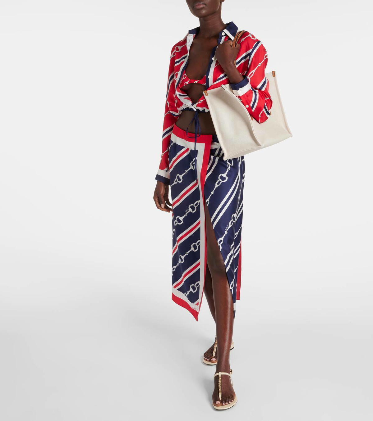 Gucci Horsebit silk twill wrap skirt Gucci
