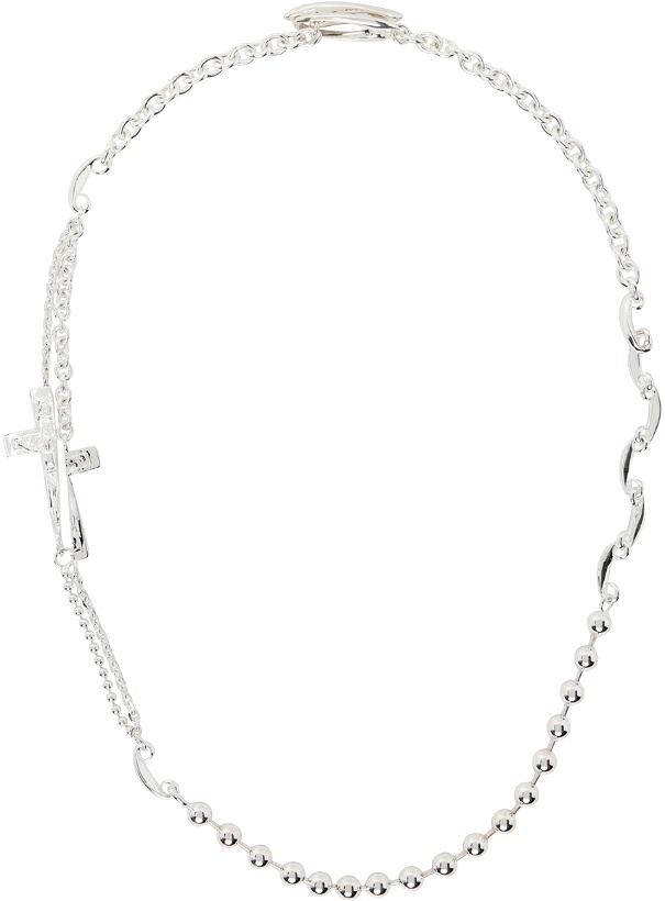 Photo: SWEETLIMEJUICE Silver Kamon Cross Mixed Chain Necklace