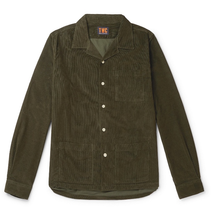 Photo: The Workers Club - Camp-Collar Garment-Dyed Cotton-Corduroy Overshirt - Green