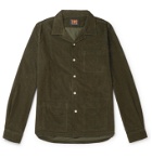 The Workers Club - Camp-Collar Garment-Dyed Cotton-Corduroy Overshirt - Green