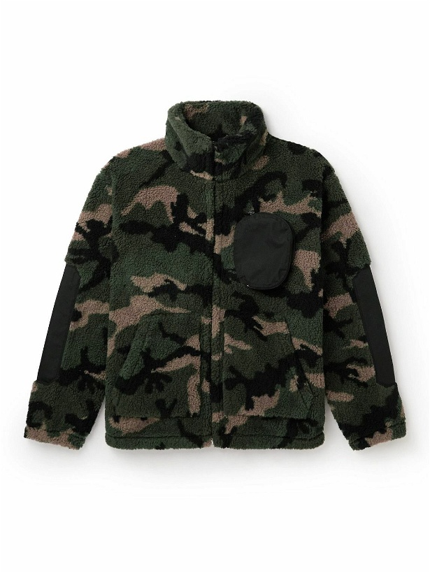 Photo: Valentino - Nylon-Trimmed Camouflage-Print Fleece Jacket - Green
