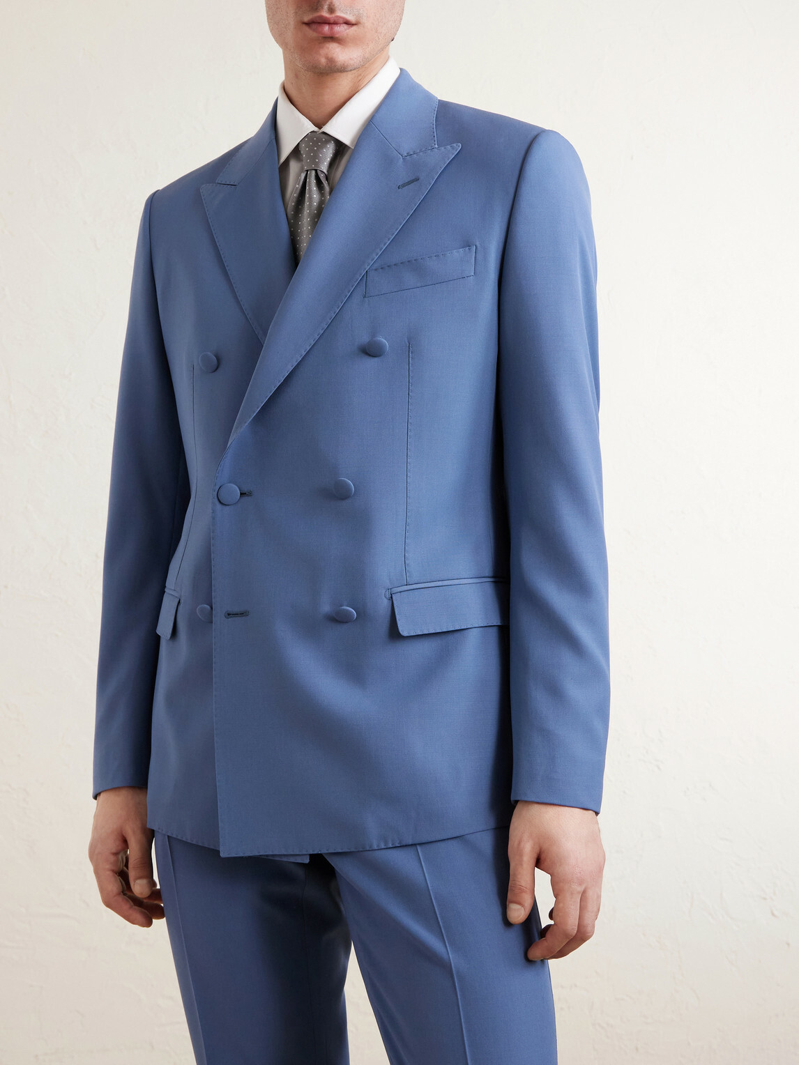 Dolce&Gabbana - Double-Breasted Wool Blazer - Blue