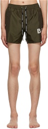 Balmain Khaki Printed Swim Shorts