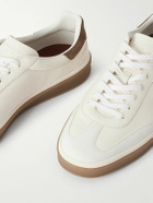 Loro Piana - Tennis Walk Suede-Trimmed Leather Sneakers - White