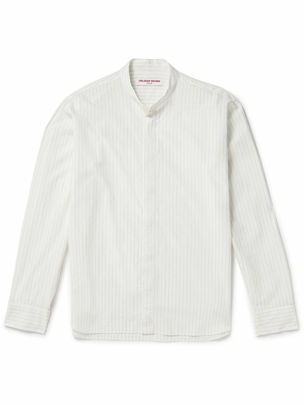 Photo: Orlebar Brown - Dekker Grandad-Collar Pinstriped Cotton-Poplin Shirt - White