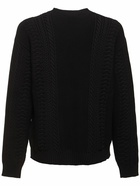 VERSACE Logo Cotton Blend Cable Knit Sweater