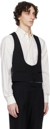 Valentino Black Wool Grain de Poudre Slim Fit Vest