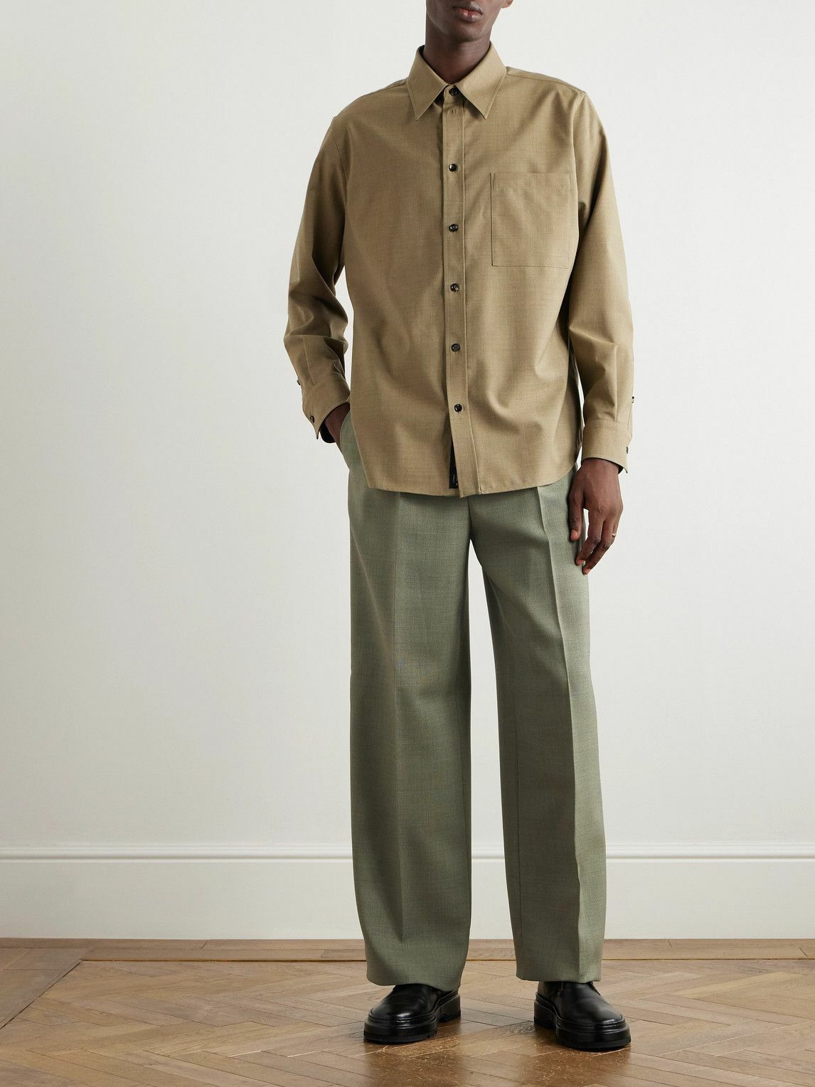 Jil Sander - Wide-Leg Pleated Mohair and Wool-Blend Trousers