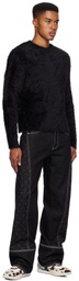 Marine Serre Black Wild Puffy Knit Crewneck Sweater