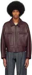 ABAGA VELLI SSENSE Exclusive Purple Varsity Leather Jacket
