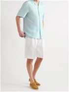 UMIT BENAN B - Convertible-Collar Silk Shirt - Blue - IT 46
