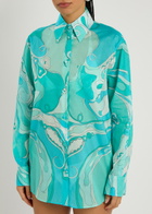 Pucci Printed Cotton Shirt Turquoise