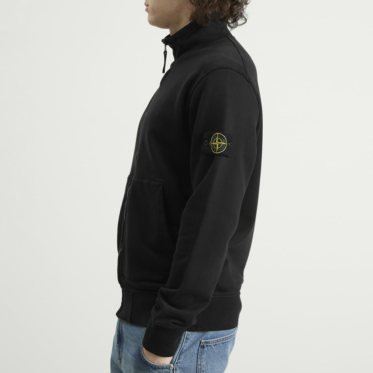 Stone Island Men's Garment Dyed Full Zip Sweatshirt in Black Stone