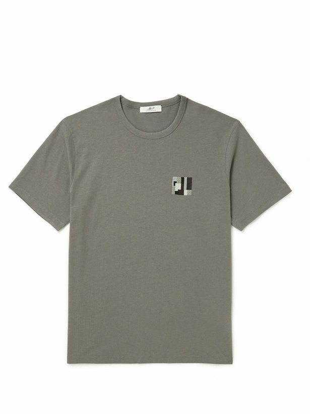 Photo: Mr P. - Embroidered Cotton-Jersey T-Shirt - Gray