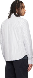 Moncler White & Blue Reversible Down Shirt Jacket