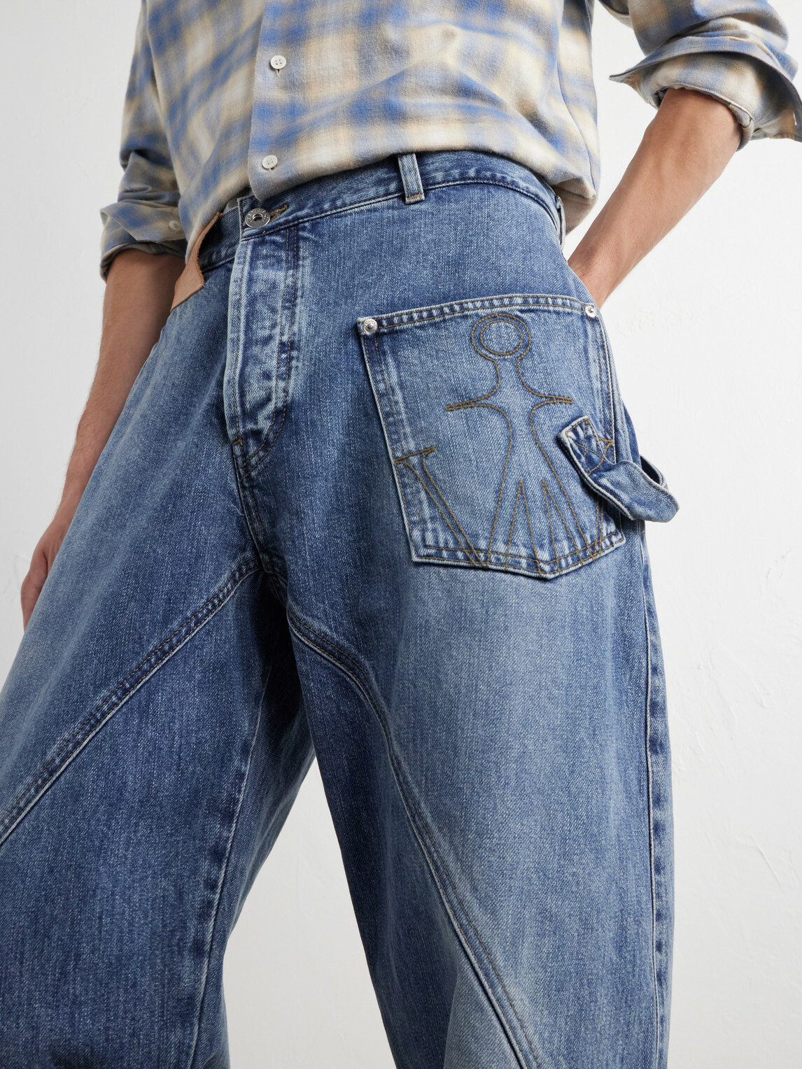 JW Anderson - Twisted Logo-Debossed Straight-Leg Jeans - Blue