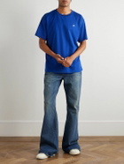 CELINE - Triomphe Logo-Embroidered Cotton-Jersey T-Shirt - Blue