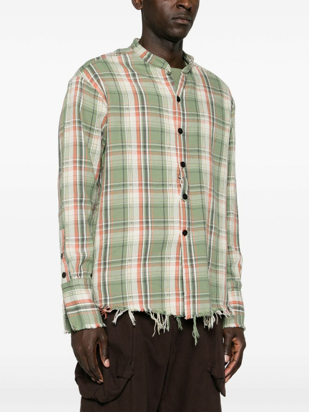 【新品】Greg Lauren Green Plaid Studio Shirt Greg Lauren Green Army Plaid Studio Shirt Greg Lauren