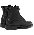 Edward Green - Galway Shearling-Lined Textured-Leather Boots - Black