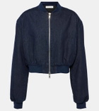 The Frankie Shop Micky cropped denim bomber jacket