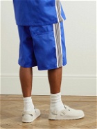 Needles - Wide-Leg Webbing-Trimmed Embroidered Twill Shorts - Blue