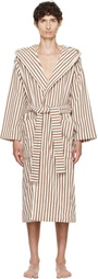 Tekla Off-White & Brown Terry Hooded Bathrobe