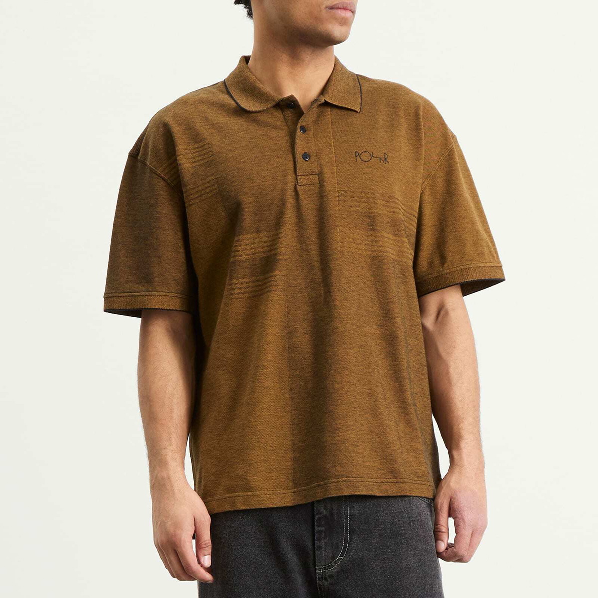 Polar Skate Co. Men's Surf Polo in Black/Caramel