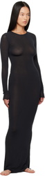 SKIMS SSENSE Exclusive Black Sheer Modal Long Sleeve Maxi Dress