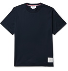 Thom Browne - Appliquéd Grosgrain-Trimmed Cotton-Jersey T-Shirt - Blue