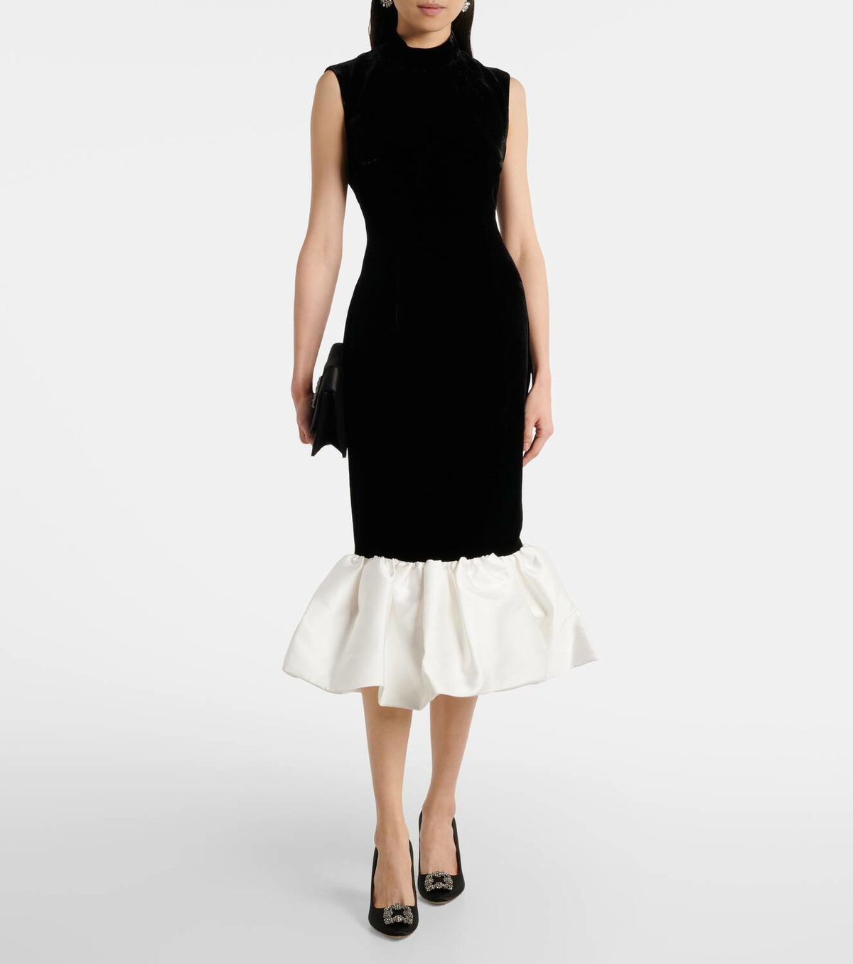 Rasario Velvet and satin midi dress